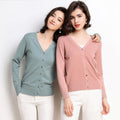 Women's Fall Korean Fashion V-Neck Cropped Knit Top + Cardigan 2026 - White