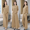 Fall Casual Elegant Wide Leg Pants + Skirt Pants 2-Piece Set