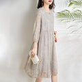 Mulberry Silk Embroidered Gray Long Dress, 2023 New