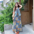 Women's Summer Bohemian Ethnic Dress + Vest 2-Piece Set 2026 | Elegant Summer Dress