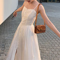Lucerne Style Heavy Embroidery Ramie Tencel Fitted Camisole Dress