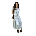 Korean Slimming Short Sleeve Long Skirt + Shirt 2-Piece Set