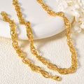 EU/US Import Accessory Trendy Hip-Hop Simple Chunky Chain Stripe Single Layer Necklace Bracelet Set Copper Gold Plated Clavicle Chain Set