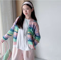 Girls' Striped Knit Cardigan Wide-Leg Pants Set