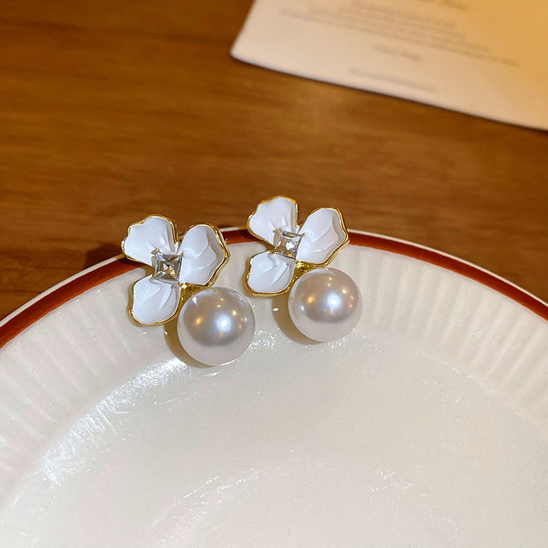 French Pearl Bow Two-Way Stud Earrings - view 12