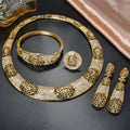 Middle East Overseas Round Cutout Rhinestone Jewelry Retro Statement Necklace Bangle Earrings Ring Set Bestseller Women