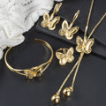 Overseas Bead Gem Fall/Winter Sweater Chain Super Sparkle Bow Fringe Long Style Necklace Bracelet Set Earrings Ring Elegant Set