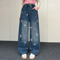 Girls' Butterfly Embroidered Wide-Leg Jeans