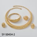 Dubai Statement Bead Gem Set Moon Color Block Polka Dot Grain Necklace Bangle Ring Earrings Set Banquet Accessory
