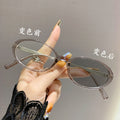 Prescription Glasses Light Feel Photochromic Oval Round Book Nerd HD Anti-Blue Fashionable Thick Edge Premium Small-Frame Prescription Sunglasses