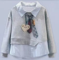 Girls' Faux Layered T-Shirt & Embroidered Jeans Set - Fall