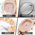 Export Bestseller Watch Set Full Diamond Gold Watch Date 3 Hand Solid Heart Steel Band Mens Watch Waterproof Glow Gold Mens Watch