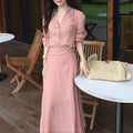 French Elegant Long Sleeve Sun-Protection Shirt + Skirt 2-Piece Set