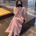 New Chinese Style Heavy Embroidery V-Neck Long Dress, Loose Fit