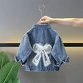 Girls' Bow Back Denim Jacket - Spring/Fall Versatile Layer