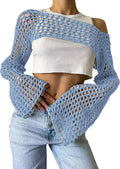 Women's Fall Casual Sexy Wool Flared Sleeve Cropped Flared Sweater 2026 - Green