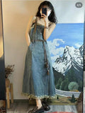 Summer French Retro Petite Strap Dress + Long Skirt
