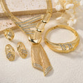 Overseas Middle East Coated 18K Gold Cutout Necklace Earrings Set Ring Bracelet Set Dubai Western Bride Wedding Jewelry