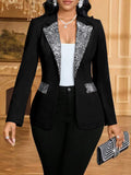 Women's Elegant Versatile Lapel Collar Sequin Blazer 2026 - White