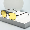 Metal Frame UV-Proof Sunglasses Square Photochromic 2-in-1 Men Sunglasses Women Company Machine Driving Night Vision Goggles