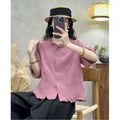 Women's Summer New Chinese Linen Cotton Embroidered Lantern Sleeve Lantern Shirt 2026 - Purple