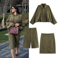 Women's Fall Casual Lapel Collar Jacket 2026 | Trendy Jacket - Olive Green