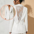 Women's Lace Tie-Front Waist-Tie Lightweight Blazer 2026 - Black