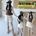 Girls' Velvet Base Vest Layered Tulle Skirt Set