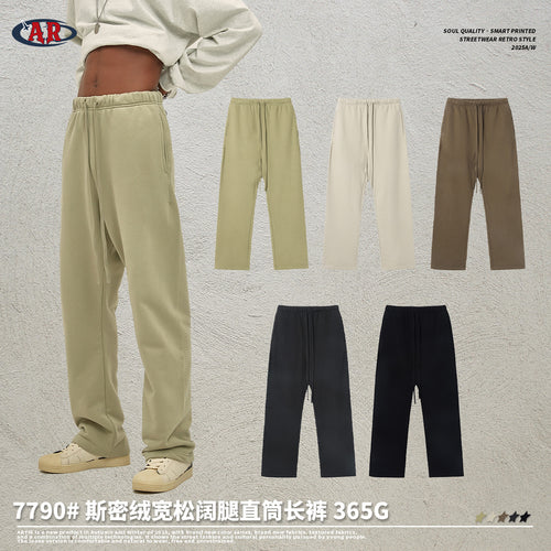 ARTIE Men's Streetwear Chamois Fleece Loose Fit Wide Leg Straight Leg Drawstring Wide Leg Pants