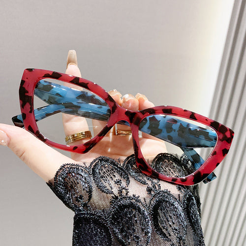 Presbyopia Glasses Retro Leopard Bag Flower Fashionable Seniors Single Vision Trendy Personality Big Frame Anti-Blue-Light Reading