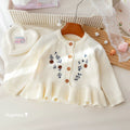 Girls' Floral Print Ruffle Cardigan and Pants Set