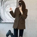 Women's Spring Office Korean Petite Blazer + Top 2026 | Casual Blouse - Red