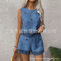 Women's Ethnic Retro Embroidered Lightweight Tank Top 2-Piece Set 2026 - CD-1