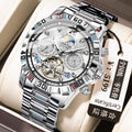 POEDAGAR Brand Mechanical Watch New Multifunction Month Mutual Fly Wheel Mens Watch Live Export Bestseller Watch