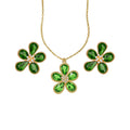 Green Wild Fairy Tracking Rhinestone Flower Jewelry Set Light Luxury Niche Wedding Clavicle Chain Banquet Luxury Ambience Necklace