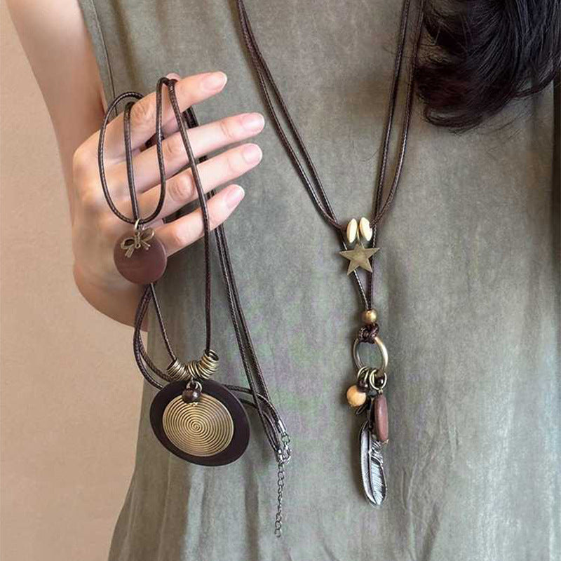 Chinese-Style Zen Wooden Bead Necklace - view 2