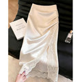 Summer Elegant Satin Lace Slit Skirt