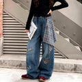 Girls' Korean Cartoon Print Jeans - With Scarf Option