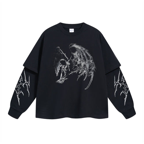 ARTIE Men's Fall Printed Faux Layered Loose Fit T-Shirt