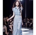 Summer Slimming Designer Short Sleeve Loose Wide Leg Shirt 2-Piece Set