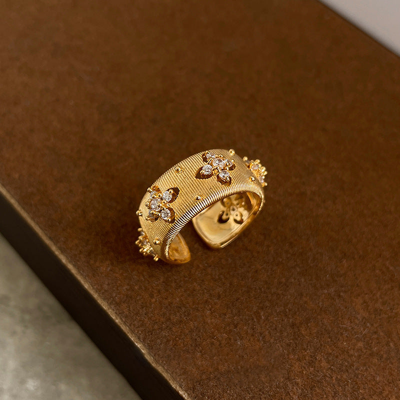 Vintage Rhinestone Flower Statement Ring - view 9