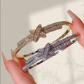 Overseas Western Copper Mini Set 18K Gold Starry Sky Cross Bangle Light Luxury Fashionable X Rhinestone Bracelet Hand Jewelry Item Wholesale