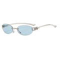 Korean Retro Cat-Eye Silver Rimless Glasses Women Premium Oval Round Plano UV-Proof Sunglasses
