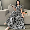 Rayon Floral Off-Shoulder Elastic Waist Bohemian Beach Dress