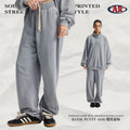 Fall/Winter Retro Fleece Distressed Washed Loose Fit Half Zip Stand Collar Hoodie & Pants Set