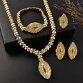 Middle East Style of Bride Jewelry Set Leaf Lens Design Pendant Set Inlay Full Diamond Huawei Beauty Sparkle Dazzling Premium Jewelry