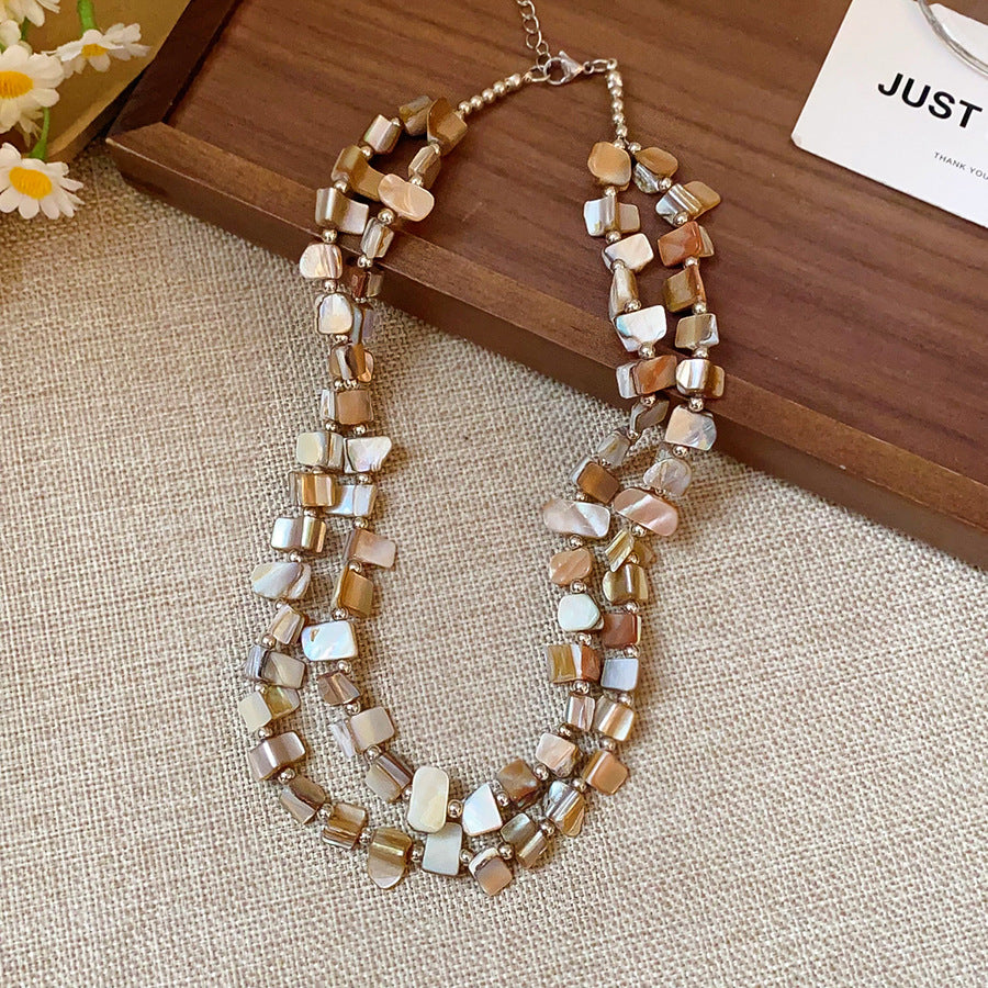 Vintage Double-Layer Shell Beaded Necklace - view 5
