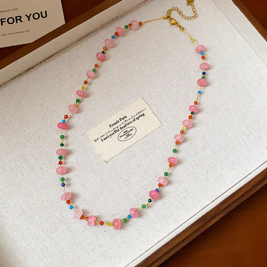 Stainless Steel Glass Bead Necklace - view 6