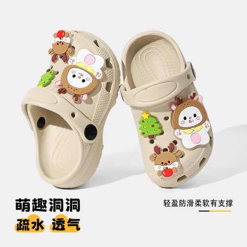 儿童洞洞鞋夏季居家可DIY室内防滑软底EVA环保卡通可爱宝宝拖鞋