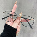 New Metal Simple Anti-Blue-Light Photochromic Glasses Fashionable Square Frame Glasses Frame Overseas Plano Photochromic Glasses